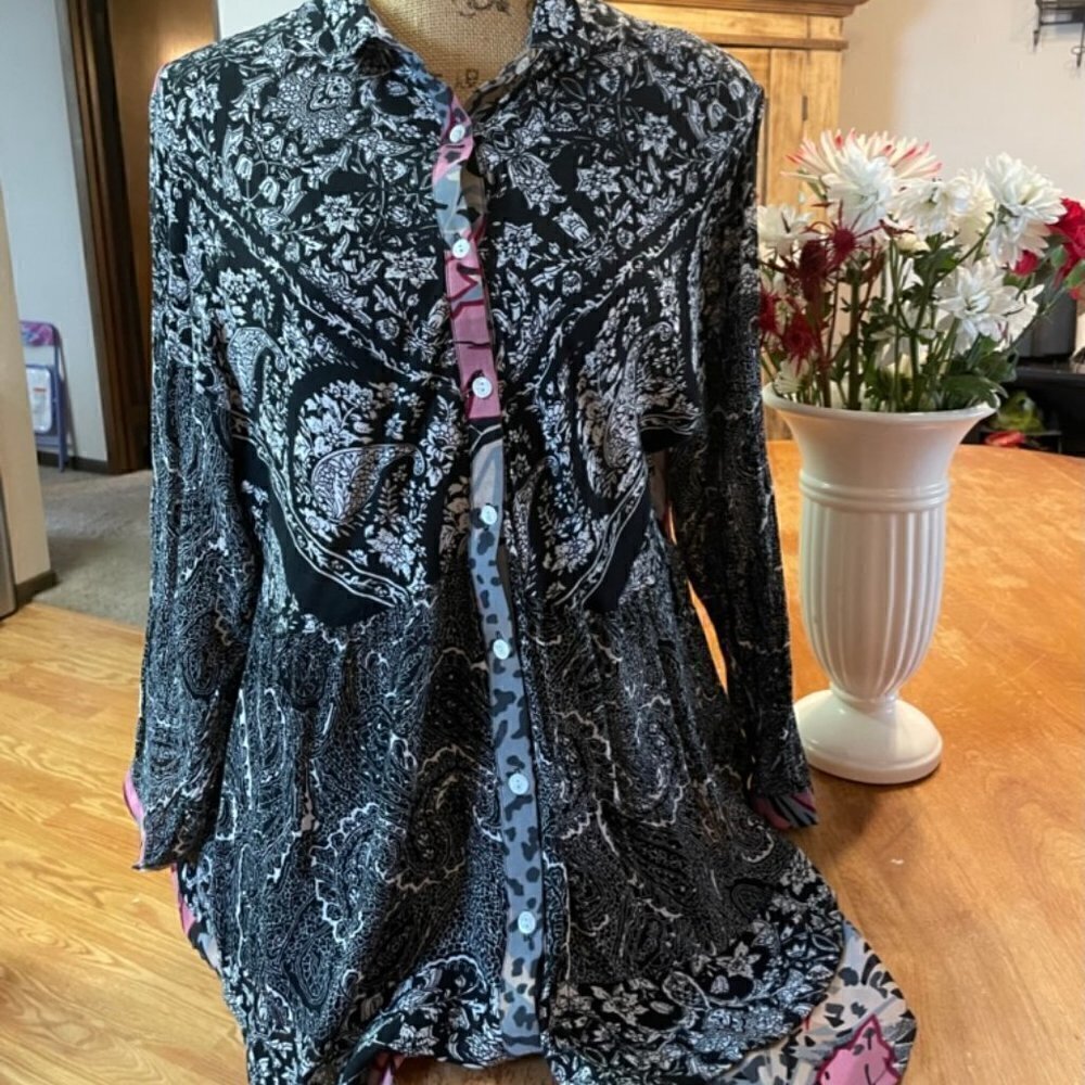 Amanda Blu Blouse Top  Large Long Sleeve Blouse